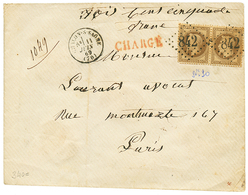 1869 Paire 30c(n°30) Obl. GC 842 + T.16 CHALON-S-SAONE Sur Env. CHARGE + "VD=300F" Pour PARIS. TTB. - Altri & Non Classificati