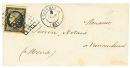 1849 20c Noir (n°3) TTB Margé Obl. Grille + T.15 NEUCHATEAU Sur Lettre Pour VANCOULEURS. TTB. - Other & Unclassified