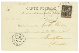 1901 10c SAGE Obl. Superbe Cachet Perlé GREUX VOSGES + Boite RURALE A = "DOMREMY" Sur CP. Superbe. - Other & Unclassified