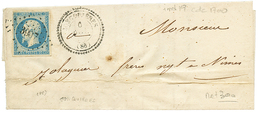 VAUCLUSE : 1855 20c(n°14) Obl. PC 3907 + T.22 JONQUIERES Sur Lettre(pd) Pour NIMES. Cote 420€. TB. - Autres & Non Classés