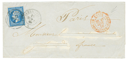 1860 FRANCE 20c(n°14) TB Margé Obl. Cachet Sarde ALBERTVILLE + Cachet Rare PARIS Don DES CONTRE-SEINGS Sur Lettre (nom D - Sonstige & Ohne Zuordnung