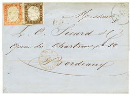 1858 SARDAIGNE 10c + 40c TB Margés Obl. ANNECY Sur Lettre Pour BORDEAUX. TB. - Altri & Non Classificati