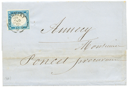 1852 SARDAIGNE 20c TTB Margé Obl. CHAMBERY Sur Lettre Avec Texte. Superbe. - Otros & Sin Clasificación