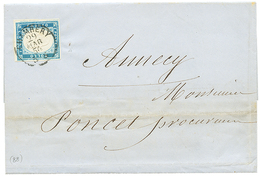 1852 SARDAIGNE 20c TTB Margé Obl. CHAMBERY Sur Lettre Avec Texte. Superbe. - Andere & Zonder Classificatie