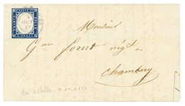 1857 SARDAIGNE 20c Touché Obl. LES ECHELLES Sur Lettre Avec Texte Pour CHAMBERY. TB. - Andere & Zonder Classificatie