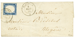 1857 SARDAIGNE 20c TB Margé Obl. S.JULIEN Sur Lettre Avec Texte Pour MEGEVE. Signé CALVES. Superbe. - Autres & Non Classés