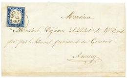 1859 SARDAIGNE 20c TTB Margé Obl. THONON Sur Lettre Avec Texte Daté "MARIN" Pour ANNECY. TB. - Andere & Zonder Classificatie