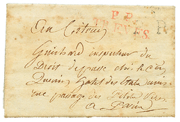 An 7 P.P TREVES En Rouge Sur Lettre Pour PARIS. Rare. TB. - 1792-1815: Départements Conquis