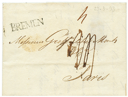 1893 BREMEN Sur Lettre Pour PARIS. Superbe. - 1792-1815: Dipartimenti Conquistati