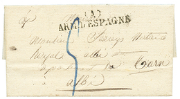 1829 (A) ARM. D' ESPAGNE Sur Lettre Avec Texte De BARCELONNE Pour La FRANCE. TTB. - Marques D'armée (avant 1900)