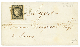 18949 20c Noir Sur Jaune Avec 4 Grandes Marges Sur Lettre Avec Texte De BESANCON Pour LYON. TTB. - 1849-1850 Ceres