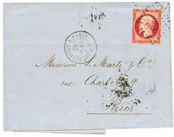 POSTE FERROVIAIRE - AMBULANTS : 1858 80c(n°17) TB Margé Obl. Ambulant Belf.P + BELFORT A PARIS B Sur Lettre Pour PARIS.  - 1853-1860 Napoleon III