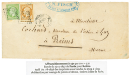 1857 5c(n°12) Pd + 10c(n°13) TTB Margé Sur IMPRIME De PARIS Pour REIMS. TB. - 1853-1860 Napoléon III