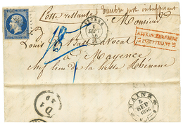 1856 20c(n°14) TB Margé Obl. PC + T.15 SEURRE + AFFRT INSUFFISANT Sur Lettre Pour MAYENCE (ALLEMAGNE). Superbe. - 1853-1860 Napoleone III