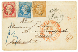 "Tricolore Pour La POLOGNE" : 1859 10c (n°13) + 20c(n°14) Pd + 80c(n°17) Sur Enveloppe Avec Texte De PARIS Pour VARSOVIE - 1853-1860 Napoleone III