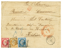 1860 10c(n°13) Effleuré + 20c(n°16)+ 80c(n°17) Obl. PC 1714 + T.15 LIBOURNE Sur Enveloppe(pd) Pour KISLIAR (CAUCASE). De - 1853-1860 Napoléon III