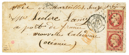 "1F60 Pour La NOUVELLE CALEDONIE" : 1860 Paire 80c(n°17) TTB Margée Obl. ROULEAU DE GROS POINTS Sur Enveloppe (déchirure - 1853-1860 Napoléon III