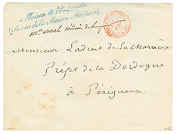 1865 Bau DU PALAIS DE FONTAINEBLEAU Rouge + MAISON DE L' EMPEREUR Bleu Sur Env. Pour PERIGUEUX. Superbe. - 1863-1870 Napoléon III. Laure