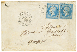 1863 Mixte 20c NON DENTELE (n°14) + 20c DENTELE (n°22) Obl. GC 373 + T.15 BEAUFORT-EN-VALLEE Sur Enveloppe Pour ANGERS.  - 1863-1870 Napoléon III Con Laureles