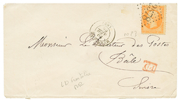 "DOUBLE PORT FRONTALIER" : 1868 40c(n°23) Obl. GC 2578 + T.15 MUHLOUSE Sur Lettre Pour BÂLE (SUISSE). TTB. - 1863-1870 Napoléon III. Laure