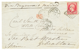 "Destination MAROC" : 1867 80c(n°24) Obl. GC 2240 + MARSEILLE + GIBRALTAR Sur DEVANT De Lettre Pour Le CONSUL ANGLAIS à  - 1863-1870 Napoléon III Con Laureles