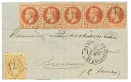"2c Lauré - Variété BOULE SOUS LE COU" : 1870 2c(x5) Dont Un Exemplaire Avec Variété "BOULE SOUS LE COU" Yvert N°26e + 1 - 1863-1870 Napoleon III Gelauwerd