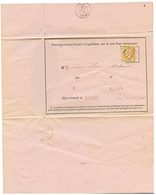 1866 10c(n°28) Obl. GC 1315 Sur AVIS DE RECEPTION (type Spécial) De DOMART. Document Complet. TTB. - 1863-1870 Napoleon III Gelauwerd