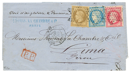 1871 30c + 80c Empire + 20c SIEGE Sur Lettre De PARIS Pour LIMA (PEROU). TB Tricolore. Signé CALVES. - 1863-1870 Napoléon III Lauré