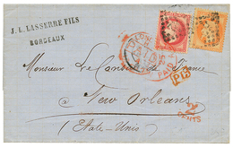 "1F20 Pour La LOUISIANE" : 1871 40c(n°31) + 80c(n°32) Sur Lettre De BORDEAUX Pour NEW ORLEANS (USA). TTB. - 1863-1870 Napoleon III Gelauwerd