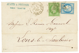 "1 SEPTEMBRE 1871" : 5c Empire + 20c SIEGE(n°37) Obl. Etoile + PARIS 1 SEPT 71 Sur Lettre. 1er JOUR Du Nouveau Tarif à 2 - 1863-1870 Napoleon III Gelauwerd