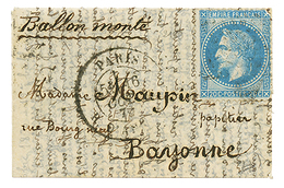 20c(n°29) Pd Obl. Etoile + PARIS 16 Oct 70 Sur Lettre Pour BAYONNE (22 Oct 70). TTB. - Guerra De 1870