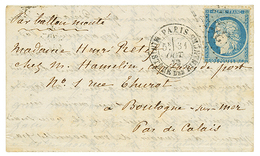 1870 20c (n°37) Etoile 35 + PARIS 31 Oct 70 Sur Lettre Pour BOULOGNE SUR MER (4 Nov 70). TTB. - Guerre De 1870