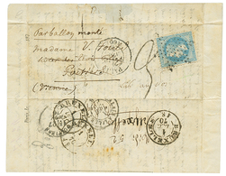 1870 20c(n°29) Obl. Etoile + PARIS 12 Nov 70 + Taxe 3 Tampon Sur Lettre Avec Texte Pour POITIERS Réexpédiée à BRUXELLES  - Guerra De 1870
