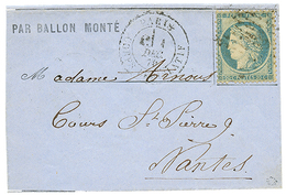 20c(n°37) Obl. Etoile + PARIS 1 Dec 70 Sur Lettre Pour NANTES (5 Dec 70). Superbe. - Guerre De 1870