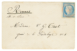 20c (n°37) Obl. Ccahet Rouge PARIS SC 19 Janv 71 Sur Enveloppe Pour RENNES (23 Janv 71). TTB. - Guerra De 1870