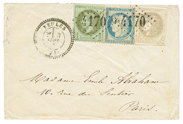 1871 4c BORDEAUX(n°41) + 1c(pd)+ 20c(n°37) Obl. GC 4170 + T.24 VEULES Sur Enveloppe Pour PARIS. TTB. - 1870 Emisión De Bordeaux
