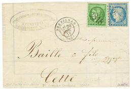 1871 5c BORDEAUX(n°42) VERT Jaune Trés Fonçé Sur Lettre De PERPIGNAN. Signé SCHELLER. Superbe. - 1870 Emission De Bordeaux
