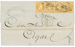 1871 2 Ex. Du 10c BORDEAUX(n°43) + 2 Ex. Du 10c EMPIRE(n°28) Sur Lettre De MARSEILLE. Des Défauts, Mais Combinaison Exce - 1870 Emissione Di Bordeaux