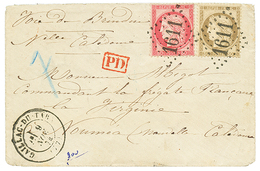 1874 CERES 80c + 30c Obl. GC 1611 + T.17 GAILLAC-DU-TARN Sur Enveloppe Par VOIE De BRINDISI Pour NOUMEA. Arrivée Au Vers - 1871-1875 Cérès