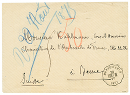 1875 Cachet Convoyeur MONTE-CARLO/VINT.M + Taxe 50 Sur Enveloppe Pour La SUISSE. RARE. Superbe. - 1871-1875 Cérès
