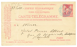 1879 Carte Pneumatique 50c SAGE Obl. Bu BEAUMARCHAIS PARIS Bleu. TTB. - Autres & Non Classés