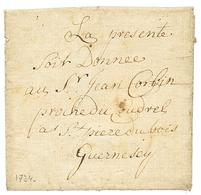 1734 Lettre Avec Texte Daté De LONDRES Pour ST PIERRE DU BOIS, GUERNESEY. Superbe. - 1701-1800: Precursori XVIII