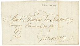 "ALDERNAY" : 1810 Taxe "2" Sur Lettre Avec Texte En Français Daté "AURIGNY" Pour GUERNESEY. Origine RARE. TTB. - 1701-1800: Precursori XVIII