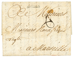 1767 Cachet ANTIBES Sur Lettre Avec Texte De POINTE A PITRE Pour MARSEILLE. Entrée Rare. TTB. - Poste Maritime