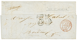 1853 Taxe 35 D.T + COLONIES PAR NANTES Sur Lettre Avec Texte De ST NAZAIRE Pour BORDEAUX. Superbe. - Poste Maritime