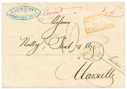 1855 LA CLYDE 11 Juin 55 + Taxe 10 + "LEVANT" Rouge Sur Lettre De CONSTANTINOPLE Pour La FRANCE. TB. - Posta Marittima