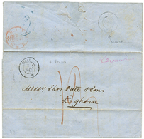 "Oblitérations Doubles" : 1855 SINAI 2 AOUT 55 + Taxe 13 + Verso ORONTE 8 AOUT 55 (frappe Faible) Sur Lettre Avec Texte  - Maritieme Post