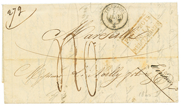 1855 TELEMAQUE + Taxe 40 (quadruple Port) Sur Lettre De CONSTANTINOPLE Pour MARSEILLE. Rare. TTB. - Poste Maritime