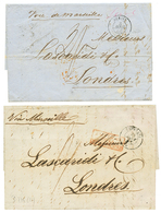 2 Lettres 1856 MERSEY Pour LONDRES Et 1856 EUPHRATE Pour LONDRES. TTB. - Posta Marittima