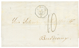 1869 Cachet Rare STE MARTHE + Taxe 10 Sur Lettre Avec Texte Pour BORDEAUX. Superbe. - Correo Marítimo